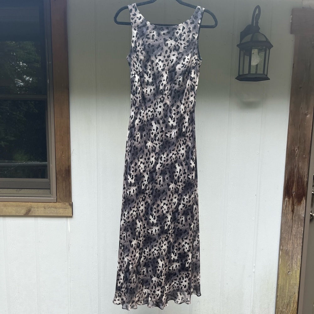 Vintage leopard print silk maxi dress